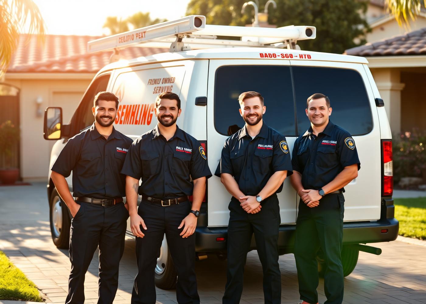 RAMG Plumbing Inc team in front of service van